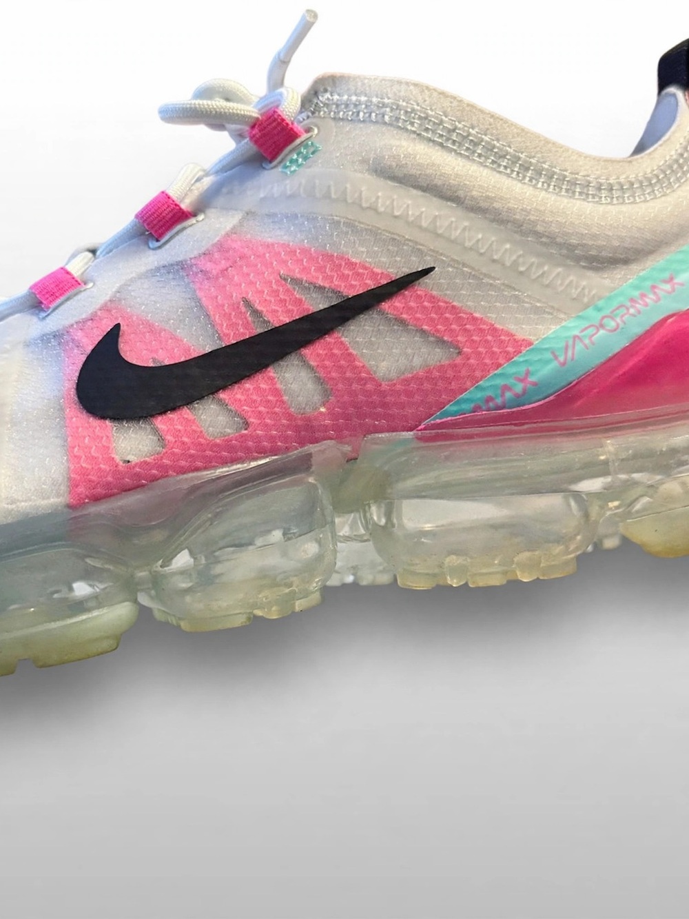 Nike VaporMax White and Pink Athletic Shoes